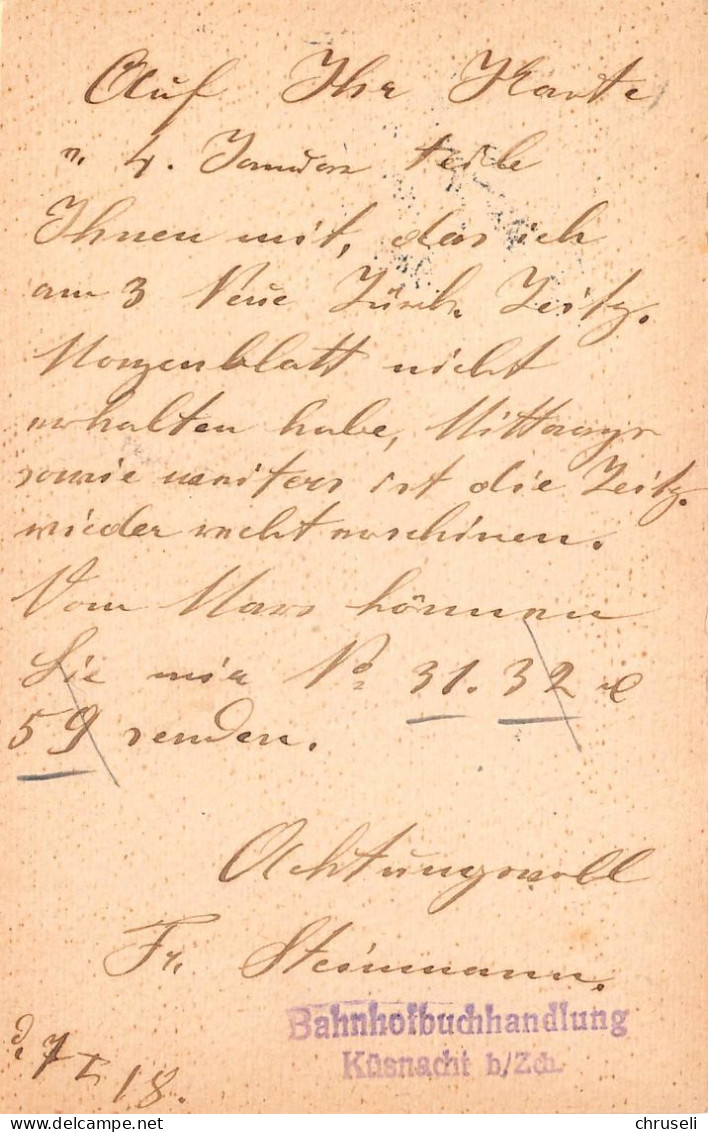 Küsnacht ZH Bahnhof Buchhandlung  Firmen Gewerbestempel Besonderheiten - Stamped Stationery