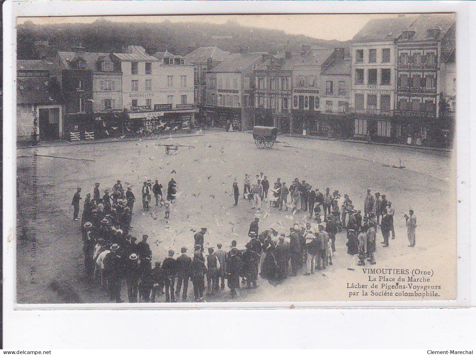 VIMOUTIERS: La Place Du Marché, Lâcher De Pigeons-voyageurs Par La Société Colombophile - Très Bon état - Vimoutiers