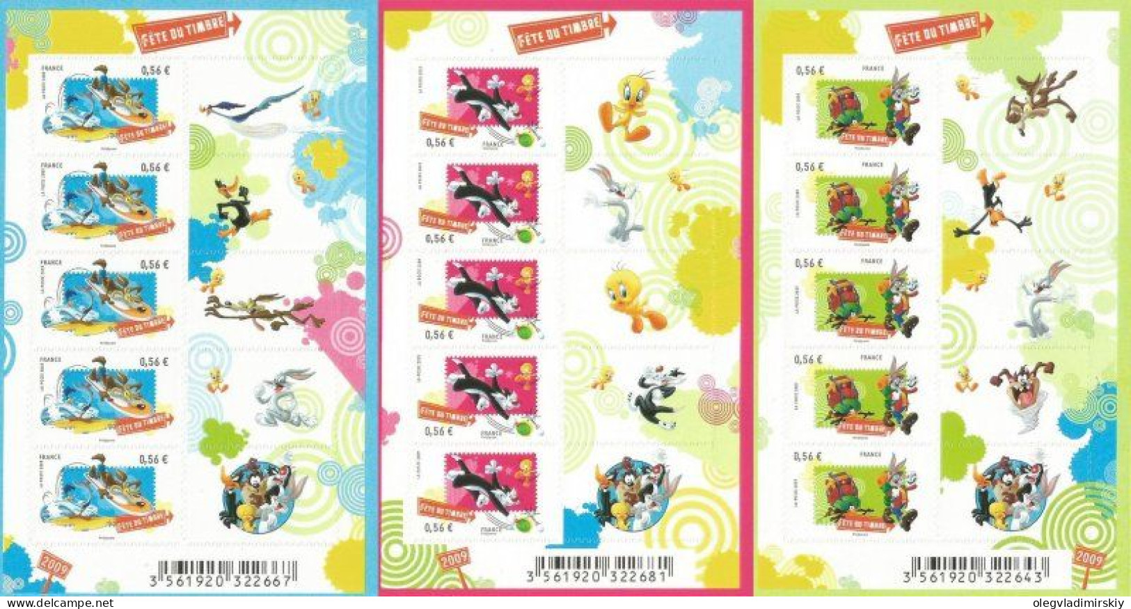 France 2009 Stamp Fest Loony Cartoon Set Of 3 Sheetlets MNH - Souvenir Blokken