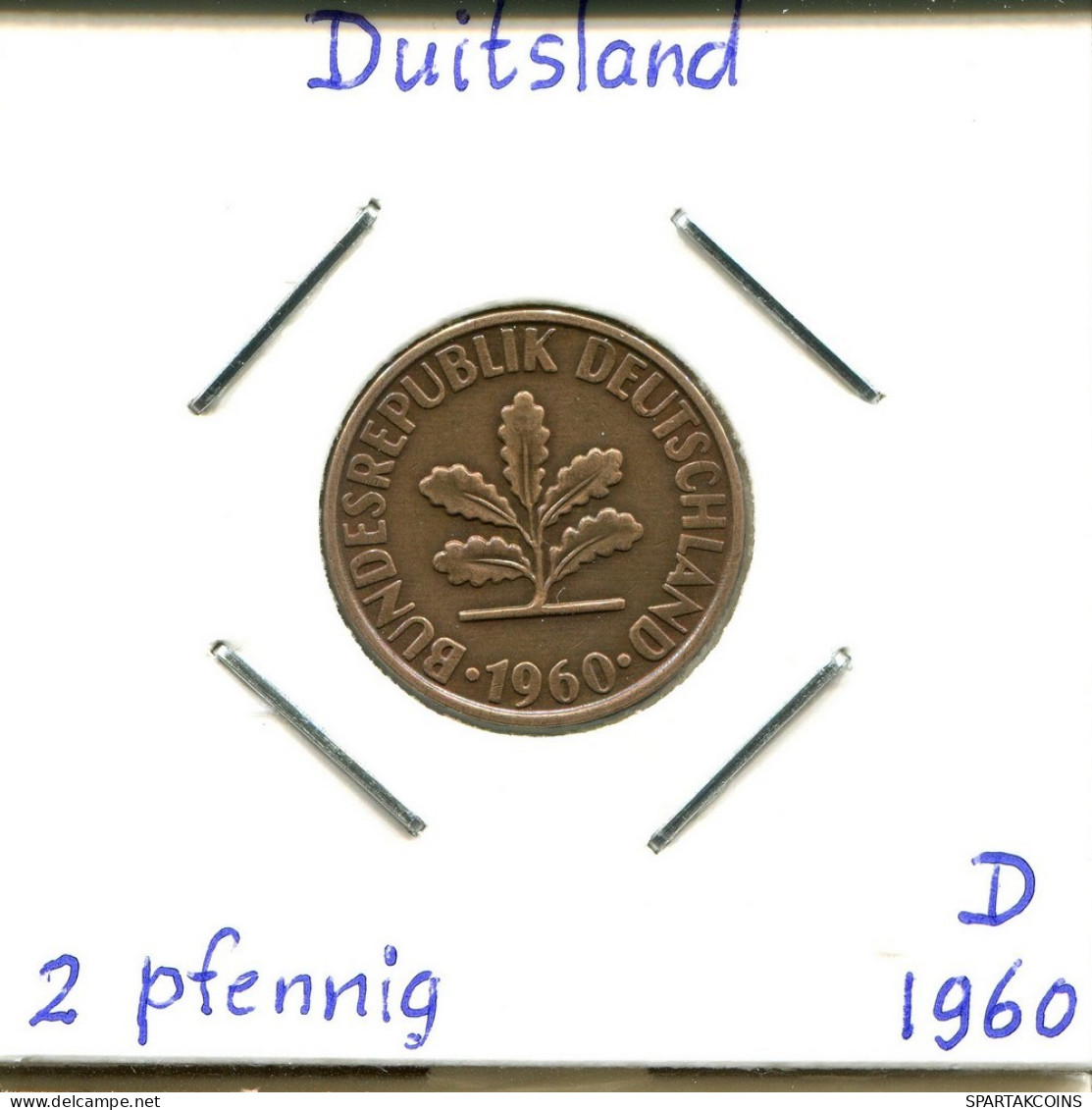 2 PFENNIG 1960 D BRD ALEMANIA Moneda GERMANY #DC174.E.A - 2 Pfennig