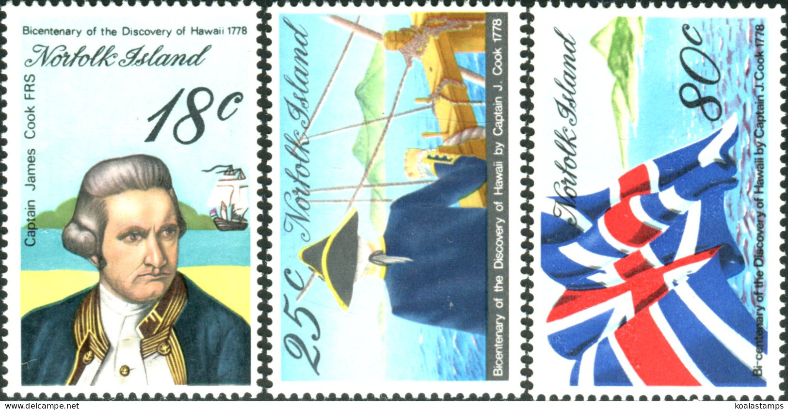 Norfolk Island 1978 SG200-202 Captain Cook Hawaii Set MLH - Norfolk Eiland