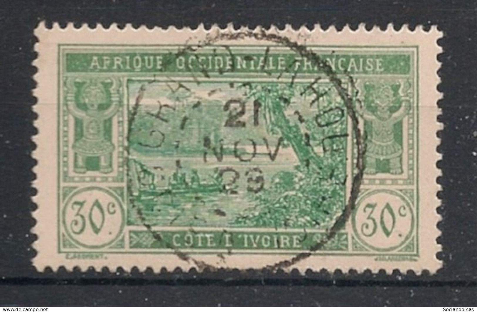 COTE D'IVOIRE - 1922-28 - N°YT. 68 - Lagune Ebrié 30c Vert-gris - Oblitéré / Used - Usati