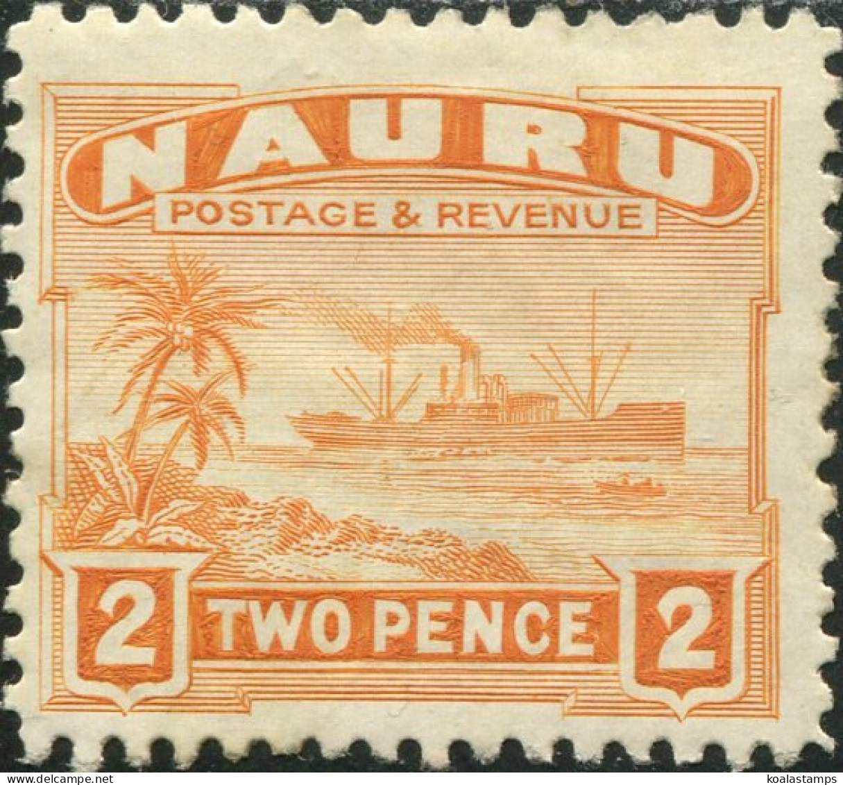 Nauru 1937 SG29B 2d Orange Freighter Shiny MNH - Nauru