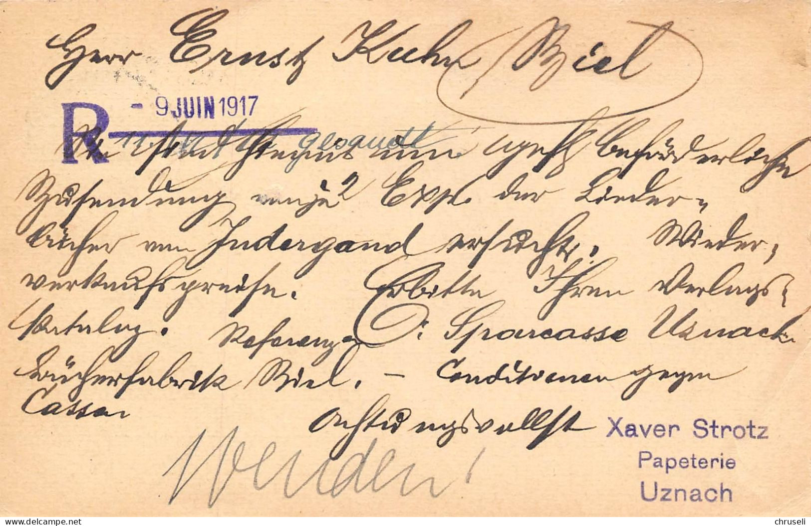 Uznach X. Strotz  Papeterie Firmen Gewerbestempel Besonderheiten - Stamped Stationery