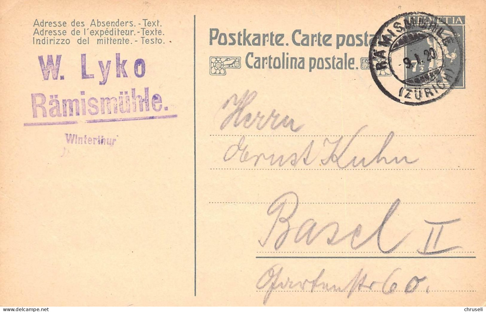 Rämismühle W.Lyko  Firmen Gewerbestempel Besonderheiten - Stamped Stationery