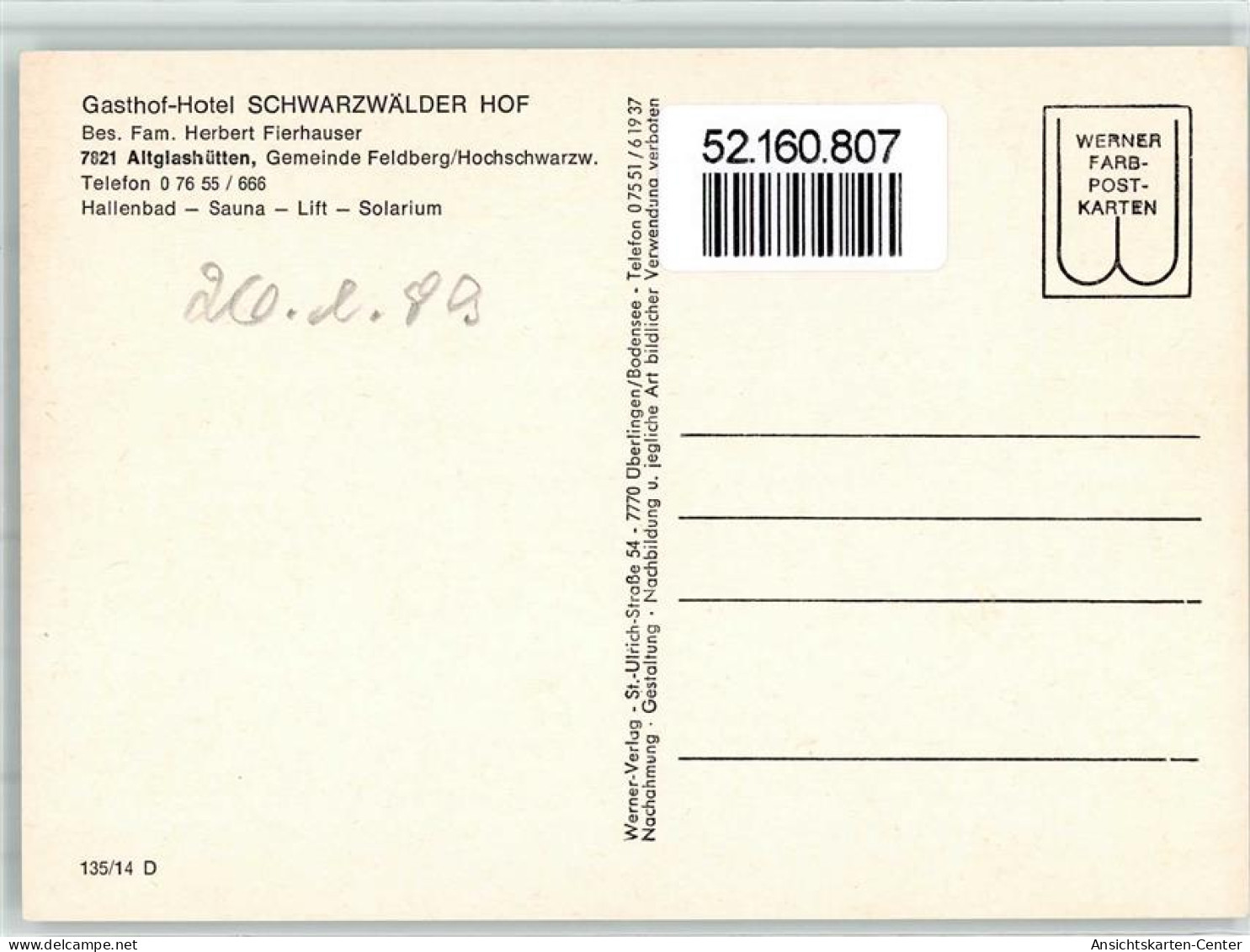 52160807 - Altglashuetten , Schwarzw - Feldberg