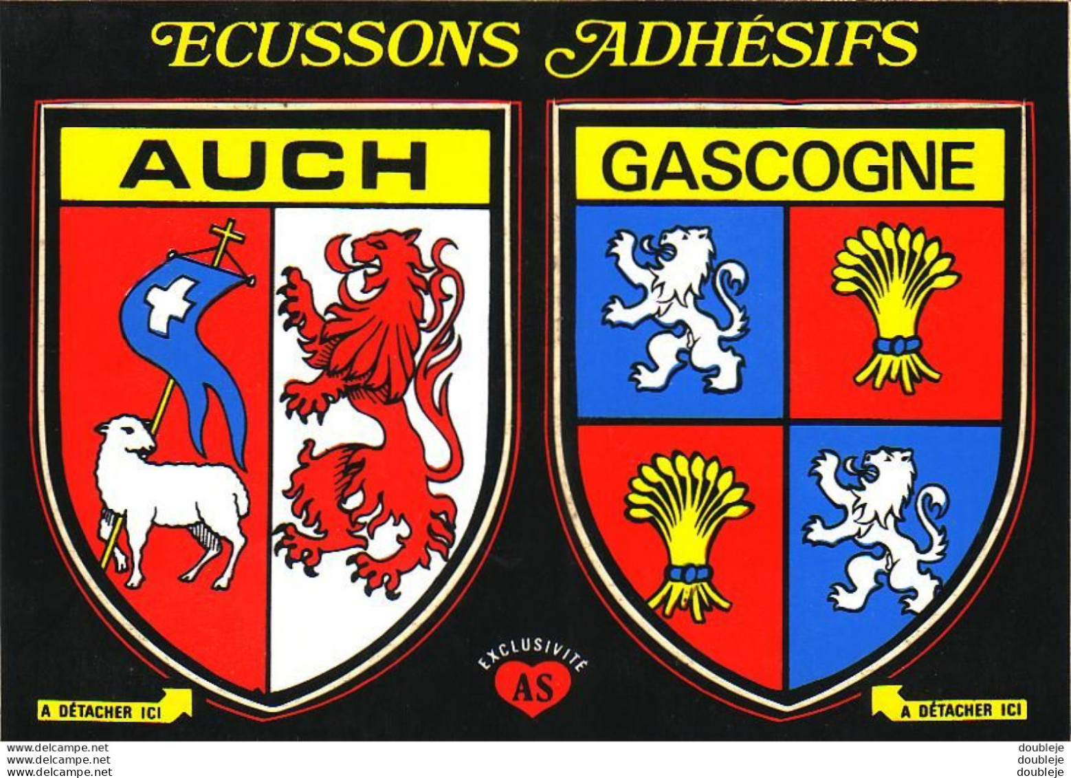 D32   AUCH   GASCOGNE   Carte Avec Écusson Autocollant   Blasons Adhésifs - A Systèmes