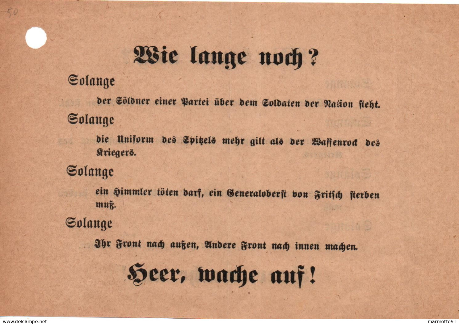 TRACT ANTI ALLEMAND 1939 1940 DROLE DE GUERRE REICH PROPAGANDE    # 112 - 1939-45