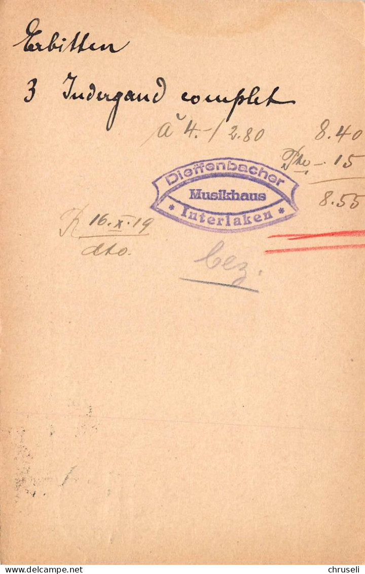 Interlaken Musikhaus Dieffenbacher    Firmen Gewerbestempel Besonderheiten - Stamped Stationery