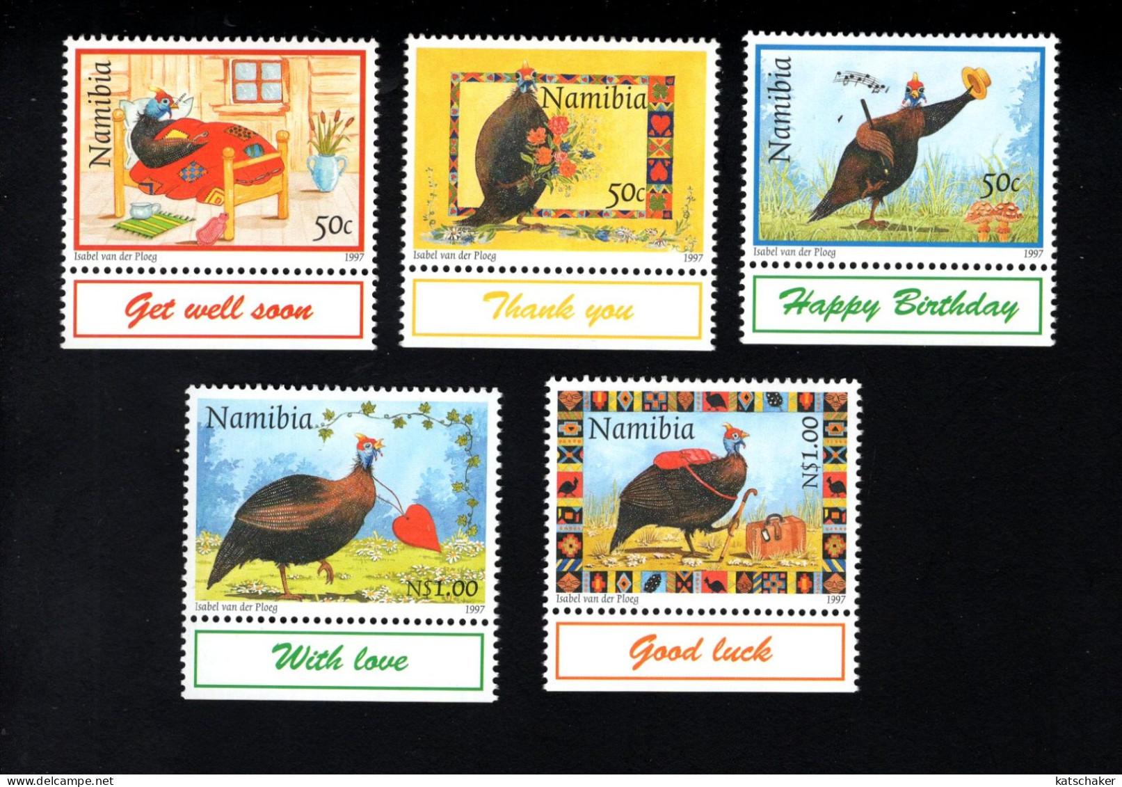 2025379610 1997 SCOTT 841 845 (XX) POSTFRIS MINT NEVER HINGED - FAUNA - HEIMETED GUINEAFOWL - Namibie (1990- ...)