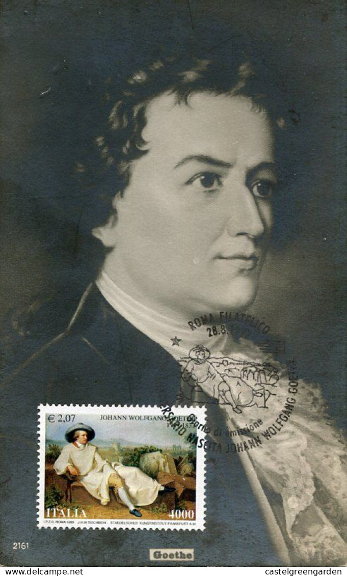 X0474 Italia, Maximum Card 1999 Writer Poet, Wolfgang Von Goethe, Vintage Card - Schrijvers