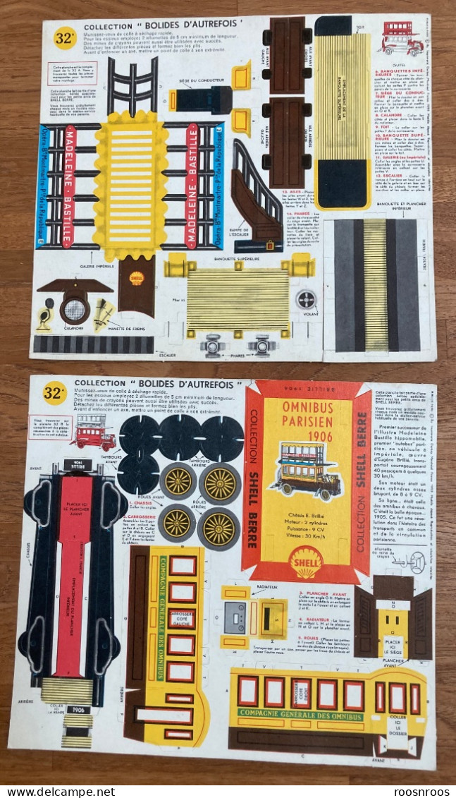 MAQUETTE EN CARTON A DECOUPER  - OMNIBUS PARISIEN  (2 PLANCHES) - COLLECTION SHELL BERRE BOLIDES D'AUTREFOIS - Carton / Lasercut