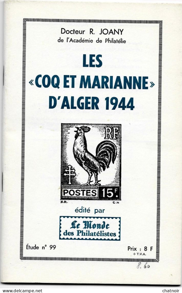 Les COQ Et MARIANNE  D' Alger  1944  Etude 99 - Andere & Zonder Classificatie