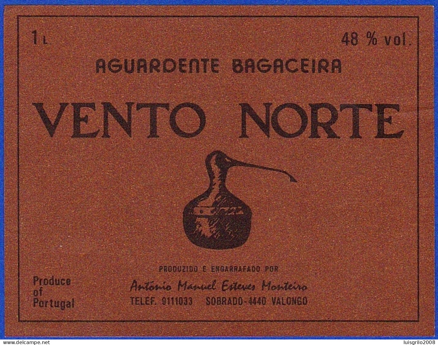 Brandy Label, Portugal - Aguardente Bagaceira VENTO NORTE -|- Sobrado, Valongo - Alcohols & Spirits