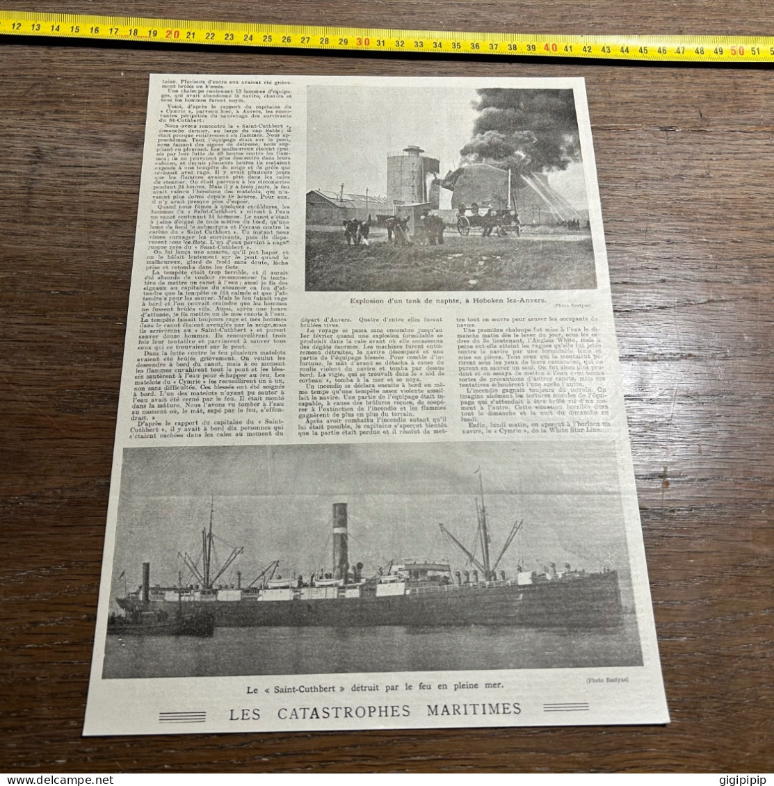 1908 PATI CATASTROPHES MARITIMES Saint-Cuthbert Hoboken Lez-Anvers TANK DE NAPHTE EN FEU - Collections