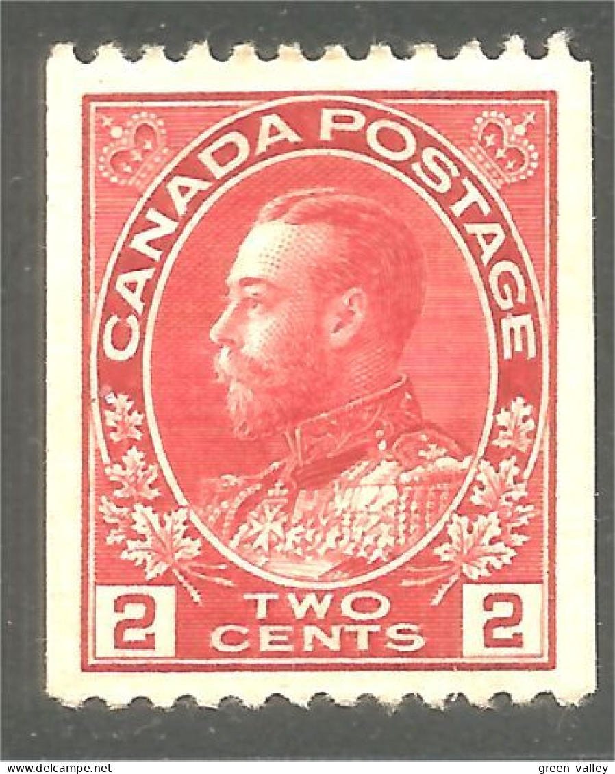 951 Canada 1915 #132 Roi King George V 2c Coil Roulette Perf 12 Horizontal MH * Neuf CV $60.00 VF (416) - Unused Stamps