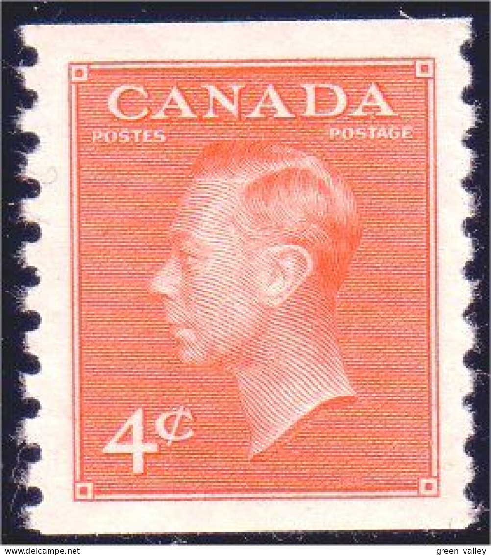 951 Canada 1951 George VI POSTES-POSTAGE 4c Orange Coil Roulette Perf 9.5 MNH ** Neuf SC (177) - Ongebruikt