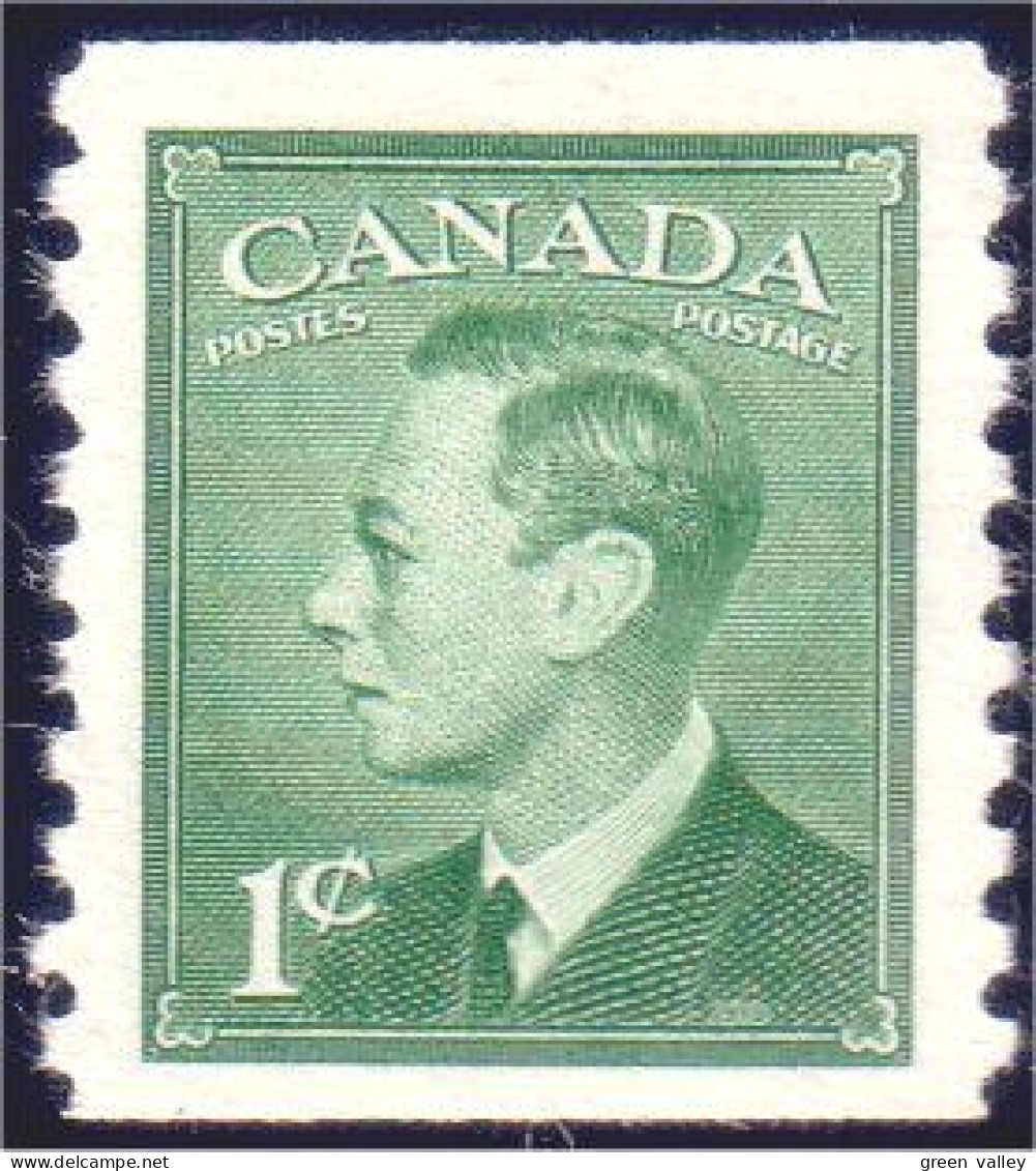 951 Canada 1950 George VI POSTES-POSTAGE 1c Green Vert Coil Roulette MNH ** Neuf SC (161) - Unused Stamps