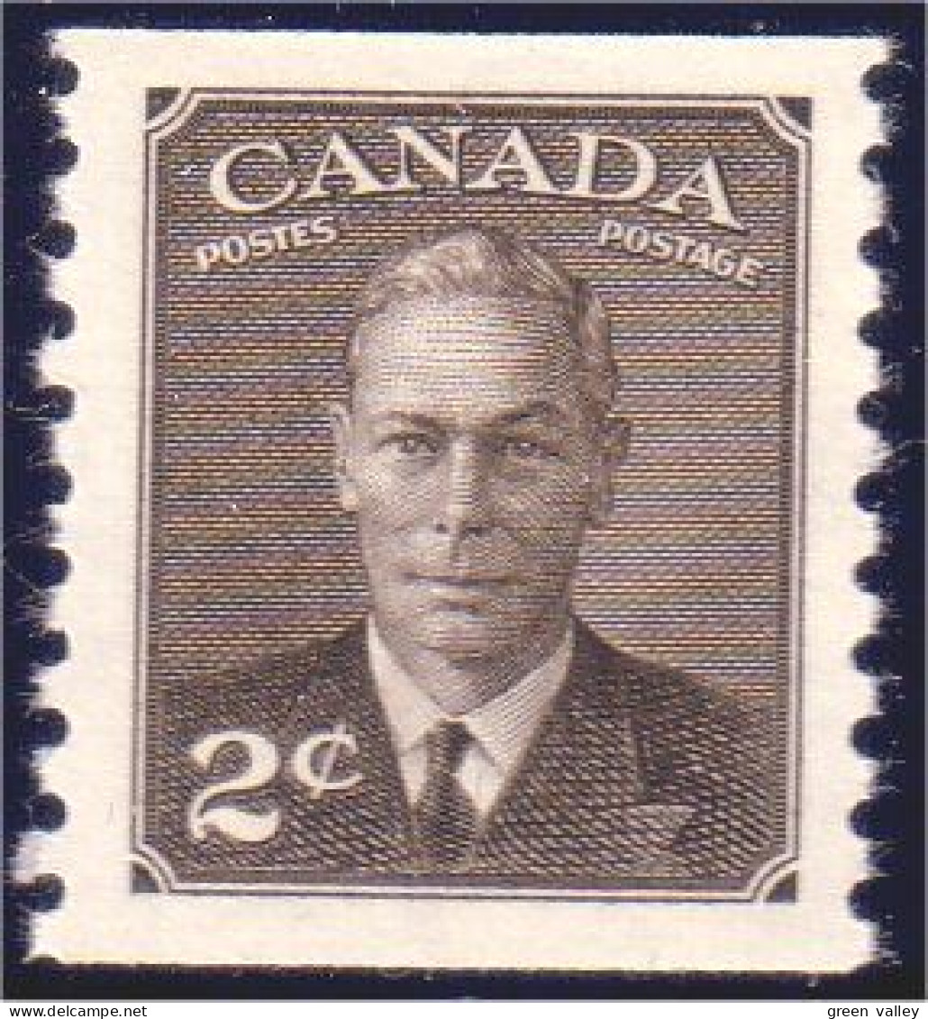 951 Canada 1950 George VI POSTES-POSTAGE 2c Sepia Coil Roulette MNH ** Neuf SC (163) - Neufs