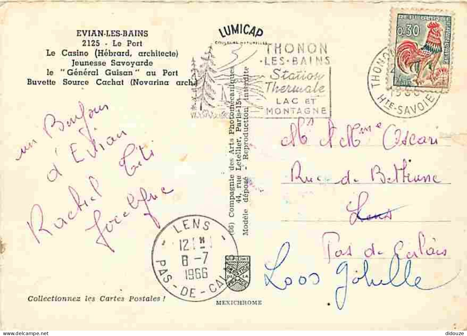 74 - Evian Les Bains - Multivues - Automobiles - Bateaux - Enfants - Folklore - Blasons - Flamme Postale - CPM - Voir Sc - Evian-les-Bains