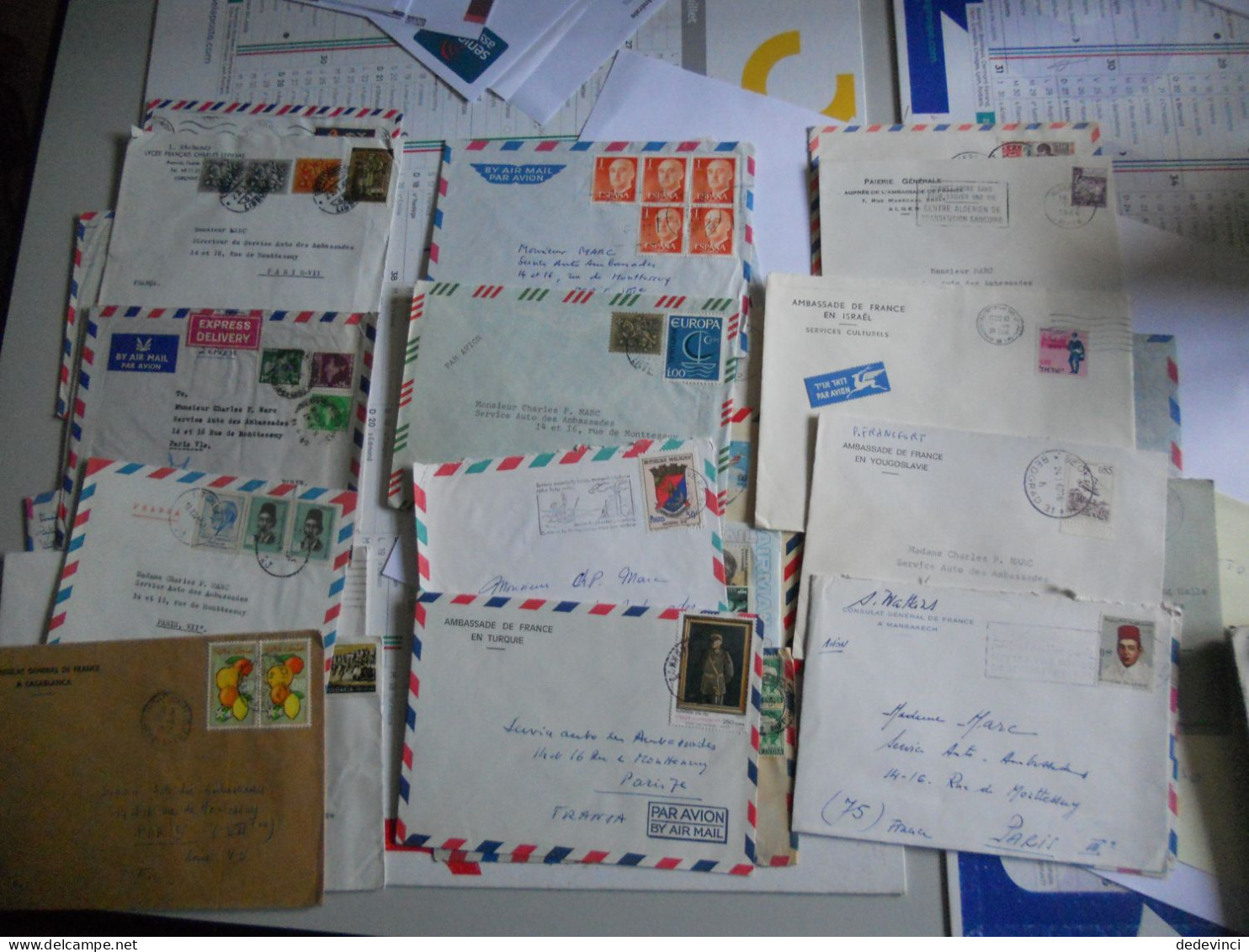 Lot De Lettre Issu Archive Pour Serv. Auto Ambassade France Des Ambassade Dans Le Monde, Reco, Exprès... - Collections (with Albums)