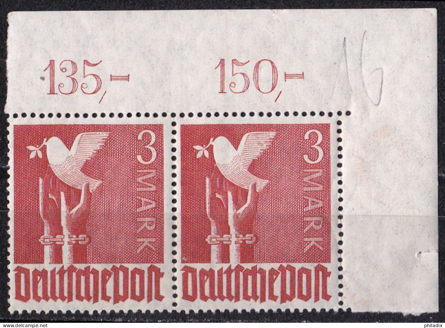 Alliierte Besetzung Gemeinschafts Ausgaben 1947 Mi. Nr. 961 **/MNH Oberrandpaar (A1-1) - Ungebraucht