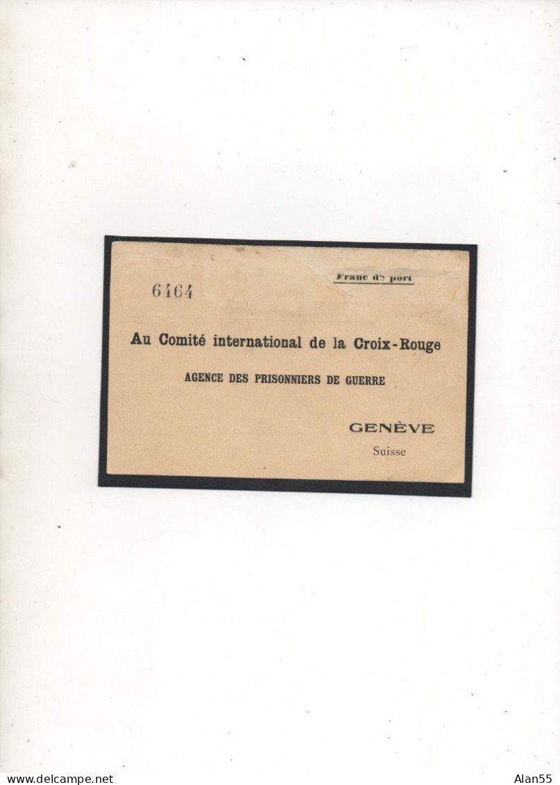 ALLEMAGNE,1915,INTERNE FRANCAIS, HAMMELBURG, VIA  CROIX-ROUGE  SUISSE - Courriers De Prisonniers