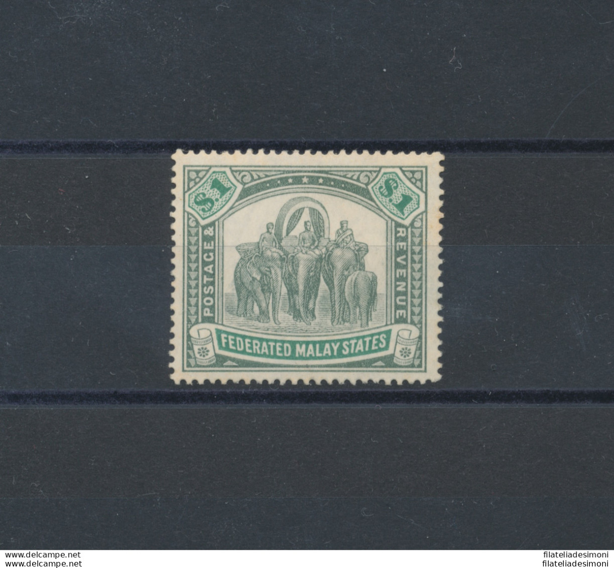 1904 Federation Malaya States - SG N° 48 , 1 $ Grey Green And Green , MLH* - Autres & Non Classés