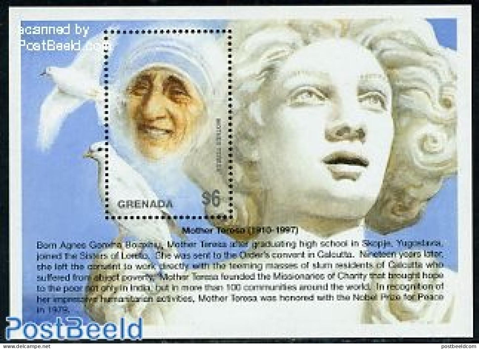 Grenada 1999 Mother Theresa S/s, Mint NH, History - Religion - Nobel Prize Winners - Religion - Premio Nobel