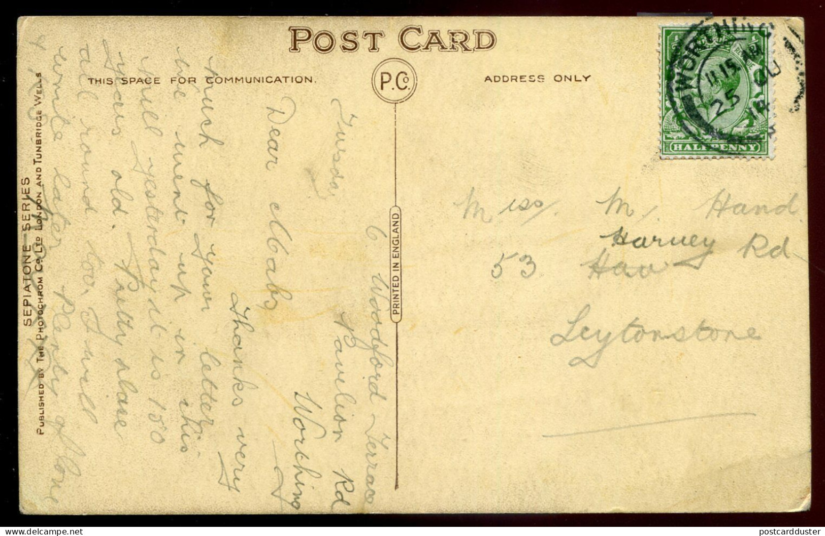 UK ENGLAND Worthing Postcard 1914 Salvington Windmill. Sepiatone Series (h429) - Worthing