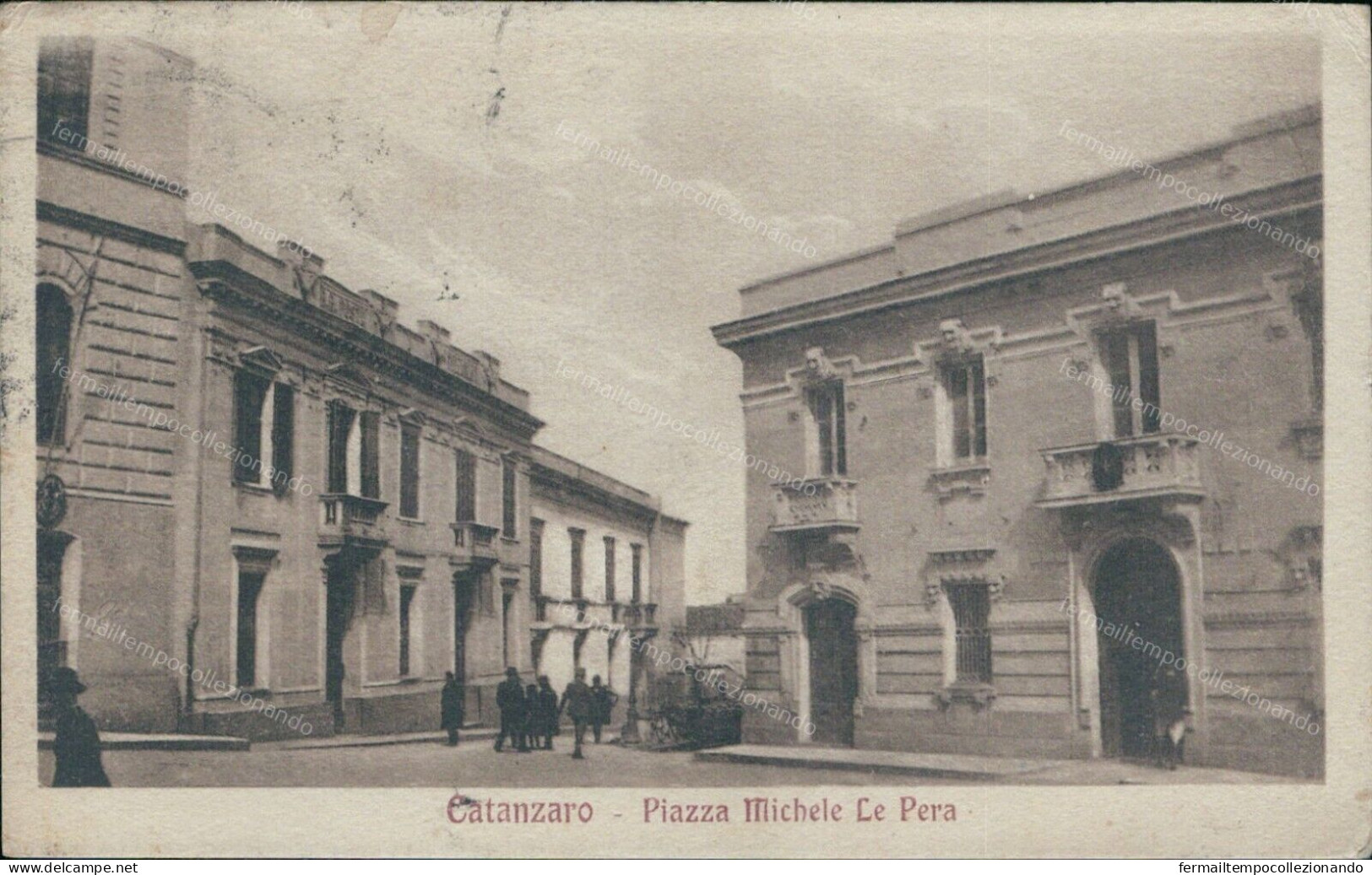 Cs161 Cartolina Catanzaro Citta' Piazza Michele La Pera 1921 - Catanzaro