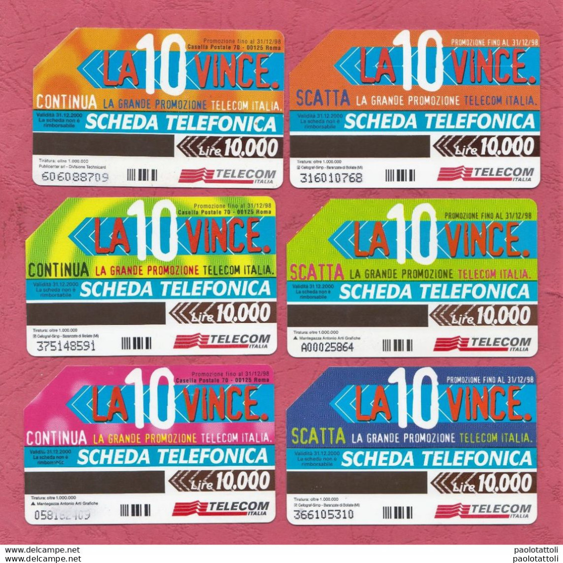 Italy- La 10 Vince. Scatta E Vince La Grande Promozione Telecom Italia- Used Pre Paid Phone Cards- - Öff. Sonderausgaben