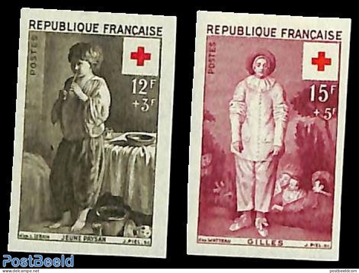 France 1956 Red Cross 2v, Imperforated, Mint NH, Health - Red Cross - Neufs