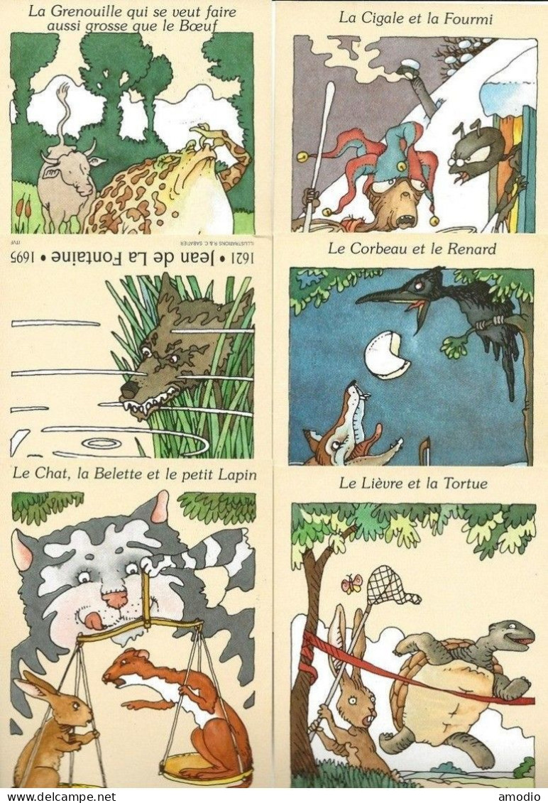 France 6 Cartes Postales YT 2958/2963 Fables De La Fontaine Paris 07/11/97 2 Scans - 1990-1999