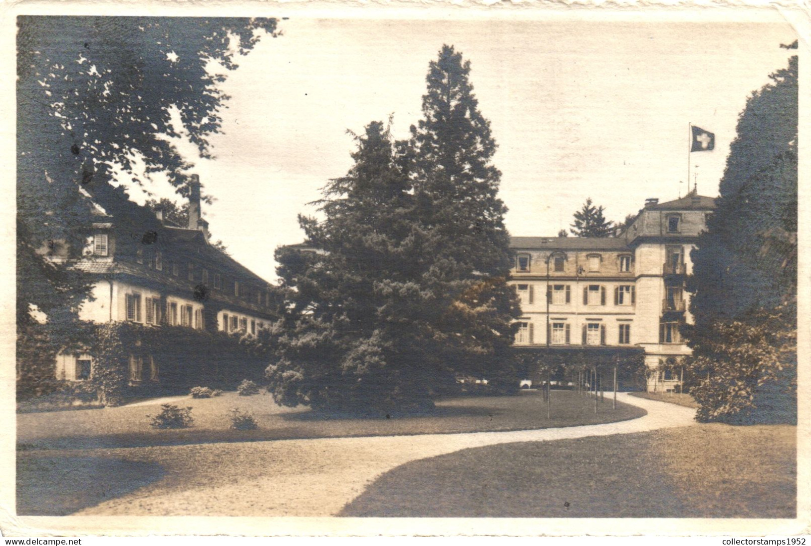 SCHINZNACH, BRUGG, ARGOVIA, ARCHITECTURE, FLAG, PARK, SWITZERLAND, POSTCARD - Brugg