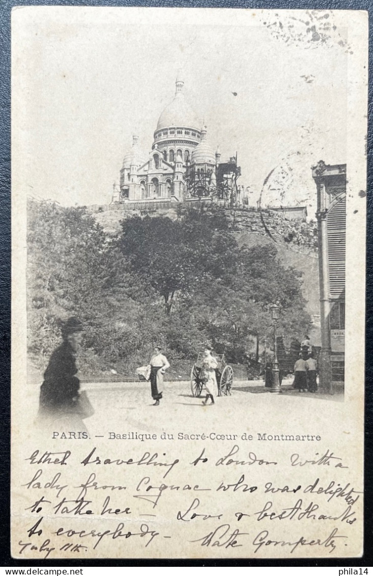 10c MOUCHON SUR CARTE POSTALE / PARIS GARE SAINT LAZARE / 1901 POUR PONS / PARIS BASILIQUE DU SACRE COEUR DE MONTMARTRE - Sacré Coeur