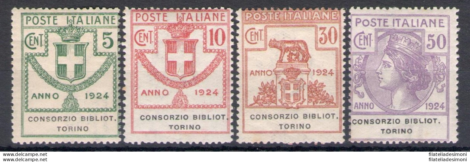 1924 Italia , Enti Parastatali, Serie Completa 30/33 ,4 Valori , Consorzio Bibblioteche Torino , MNH** - Other & Unclassified