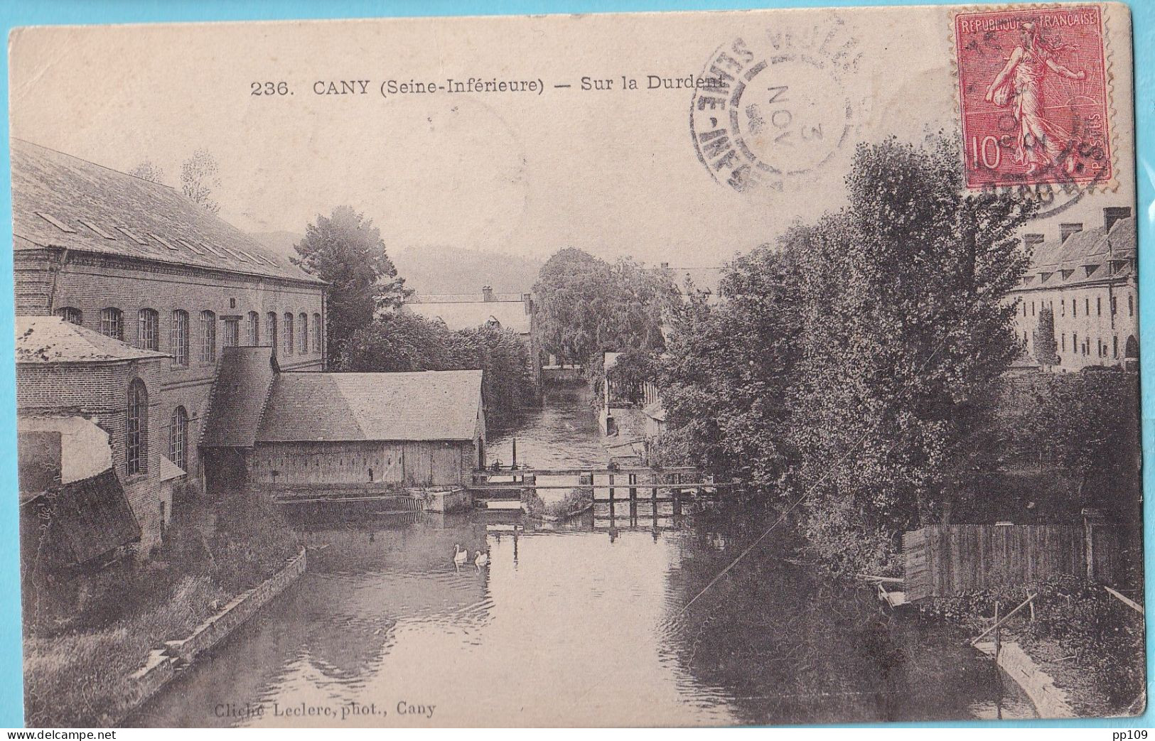 CP France CANY Sur La Durdent Affr Recto- Taxé 30 C VAL ST LAMBERT 5 XI 1906 - Briefe U. Dokumente