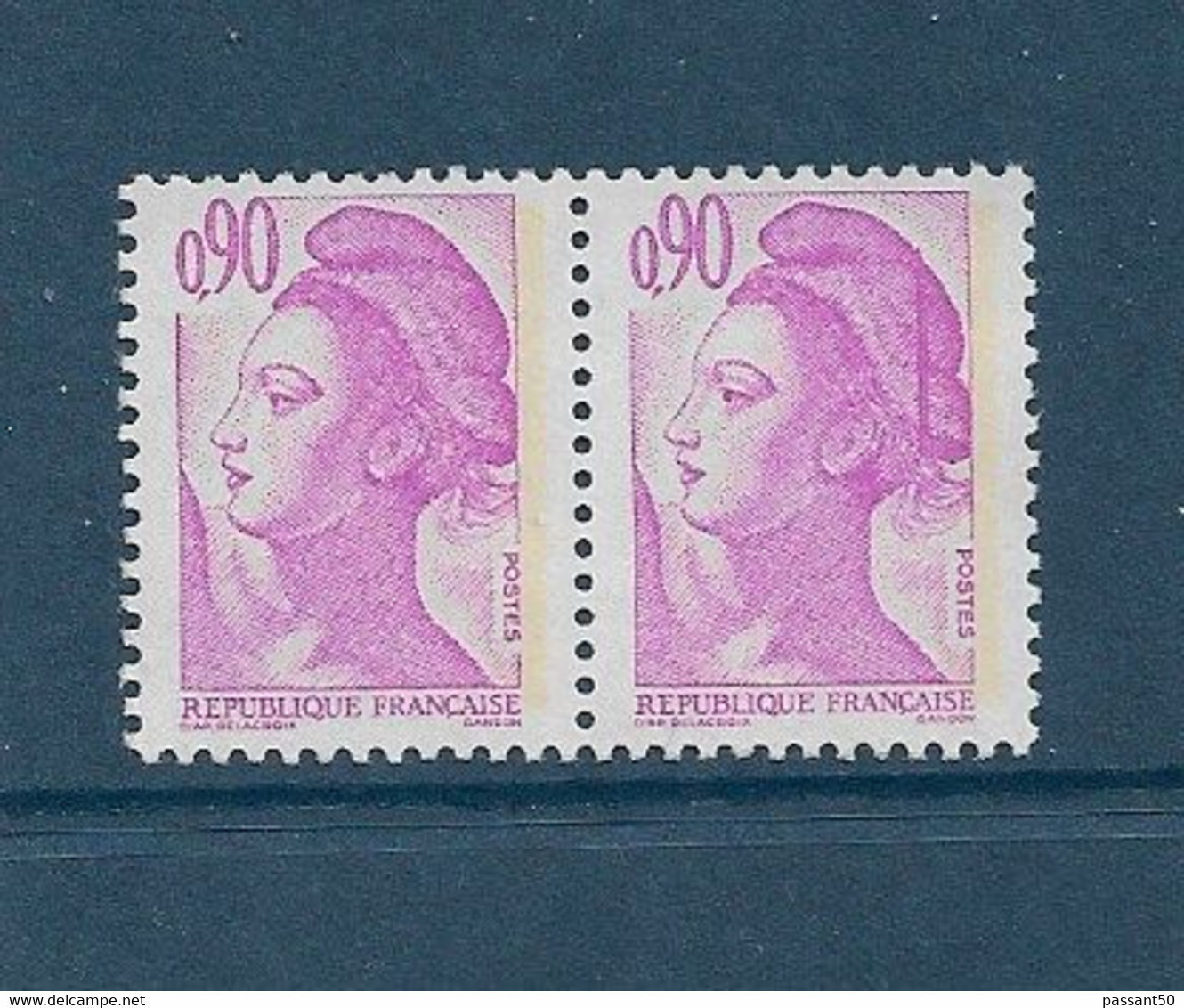 Liberté 0fr90 Violet YT 2242c Avec Grosse Griffe Au Bonnet Tenant à Normal. Superbe, Voir Le Scan. Cote YT > 18 €. - Ungebraucht