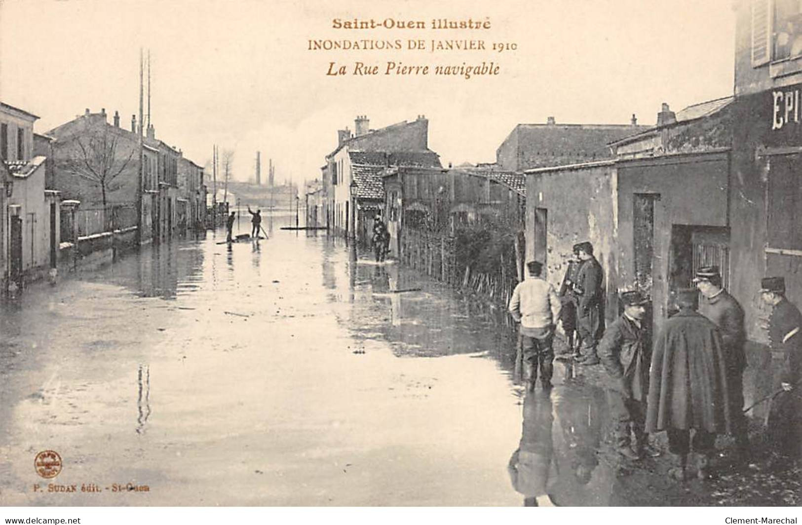 SAINT OUEN Illustré - Inondations De Janvier 1910 - La Rue Pierre Navigable - Très Bon état - Saint Ouen