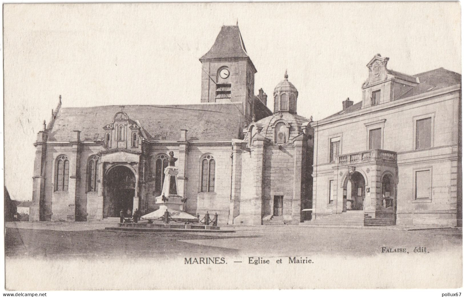 CPA DE MARINES  (VAL D'OISE)  ÉGLISE ET MAIRIE - Marines