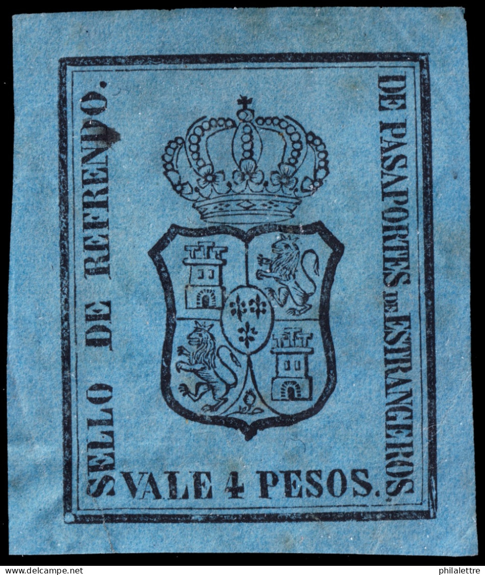 ESPAGNE / ESPANA - COLONIAS (Cuba) Ca.1871 Refrendo "PASAPORTES DE ESTRANGEROS" Fulcher 424 4P Azul - Sin Gomar - Cuba (1874-1898)