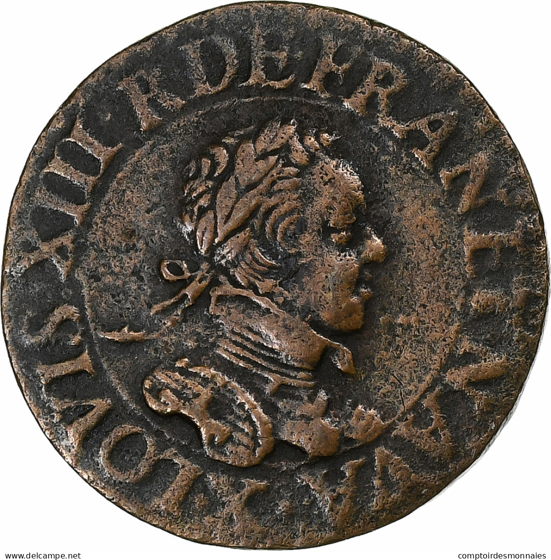 France, Louis XIII, Double Tournois, 1615, Amiens, Cuivre, TTB+, CGKL:264 - 1610-1643 Lodewijk XIII Van Frankrijk De Rechtvaardige