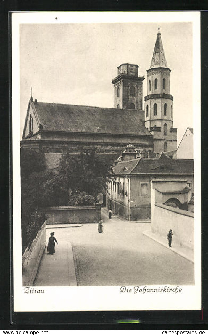 AK Zittau, Strassenpartie Mit Johanniskirche  - Zittau