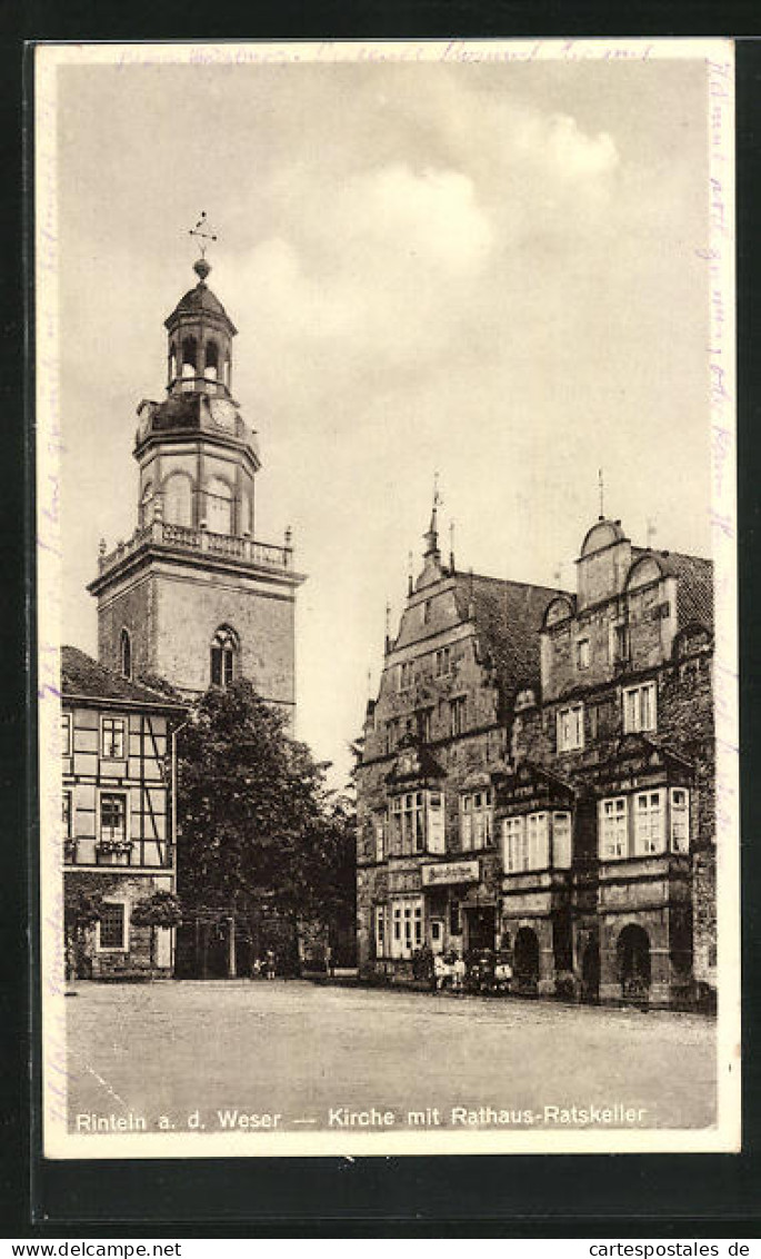 AK Rinteln An Der Weser, Kirche Mit Rathaus-Ratskeller  - Rinteln