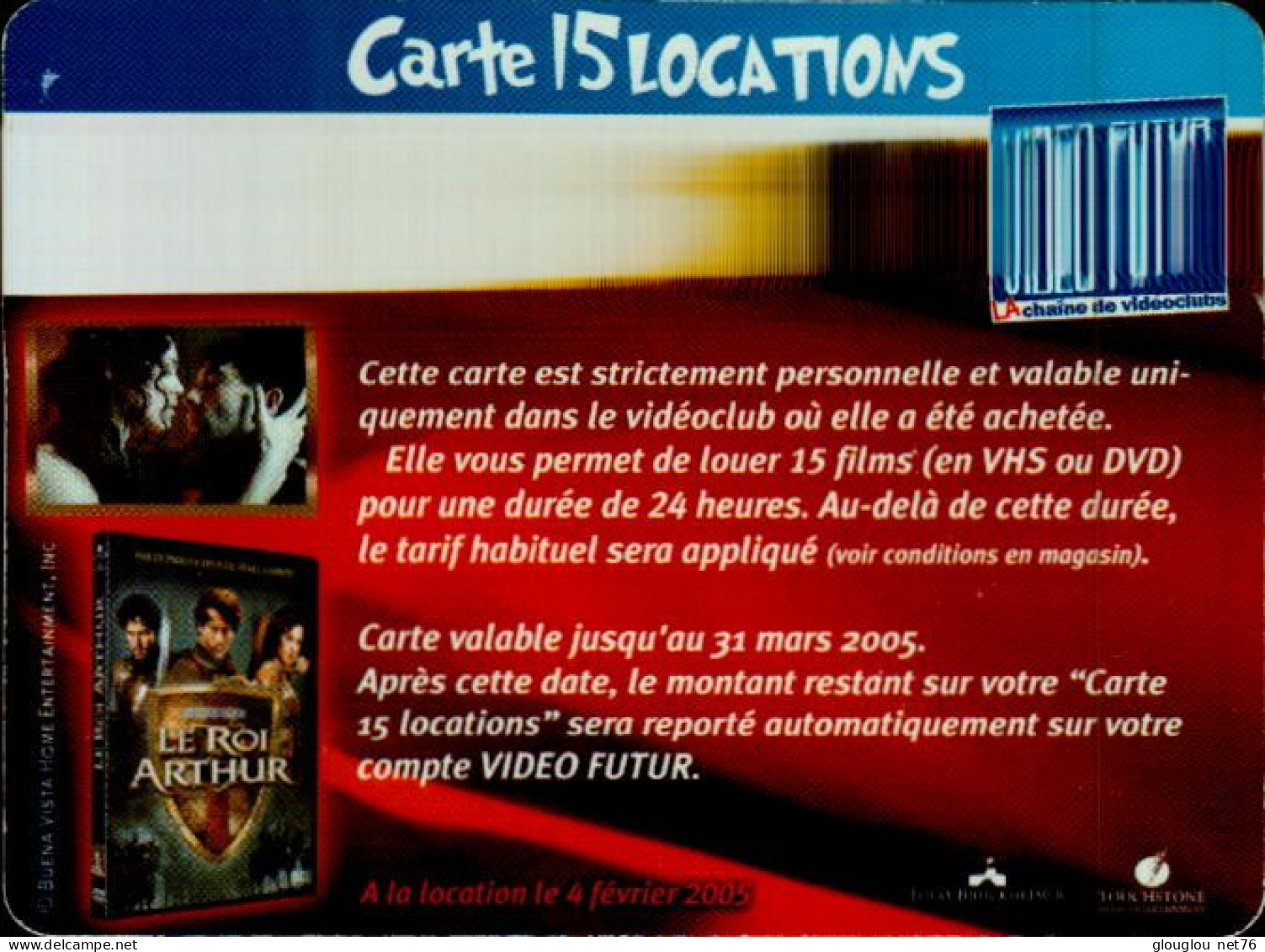 CARTE VIDEO FUTUR..15 LOCATIONS...LE ROI ARTHUR.. - Suscripción