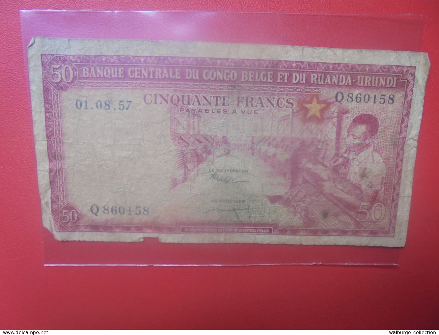 CONGO BELGE 50 FRANCS 1-8-57 Circuler (B.33) - Banque Du Congo Belge