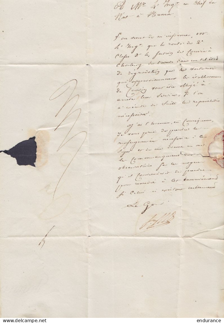 L. Datée 9 Février 1828 De NAMUR Pour E/V - Griffe "P. & P. / MARIEMBOURG" - Port "22W" - RR ! - 1815-1830 (Période Hollandaise)