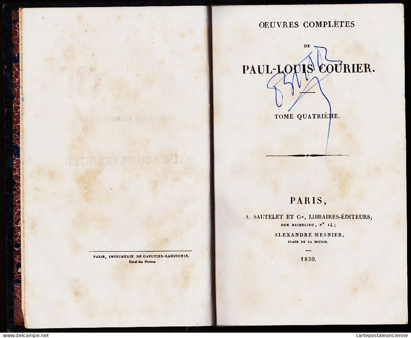 05706 / ⭐ ♥️ Oeuvres Complètes Paul-Louis COURIER  4 Tomes (1829) Fac-Similé Tâche DAPHNIS CHLOE 2,3,4 (1830) SAUTELET - 1801-1900