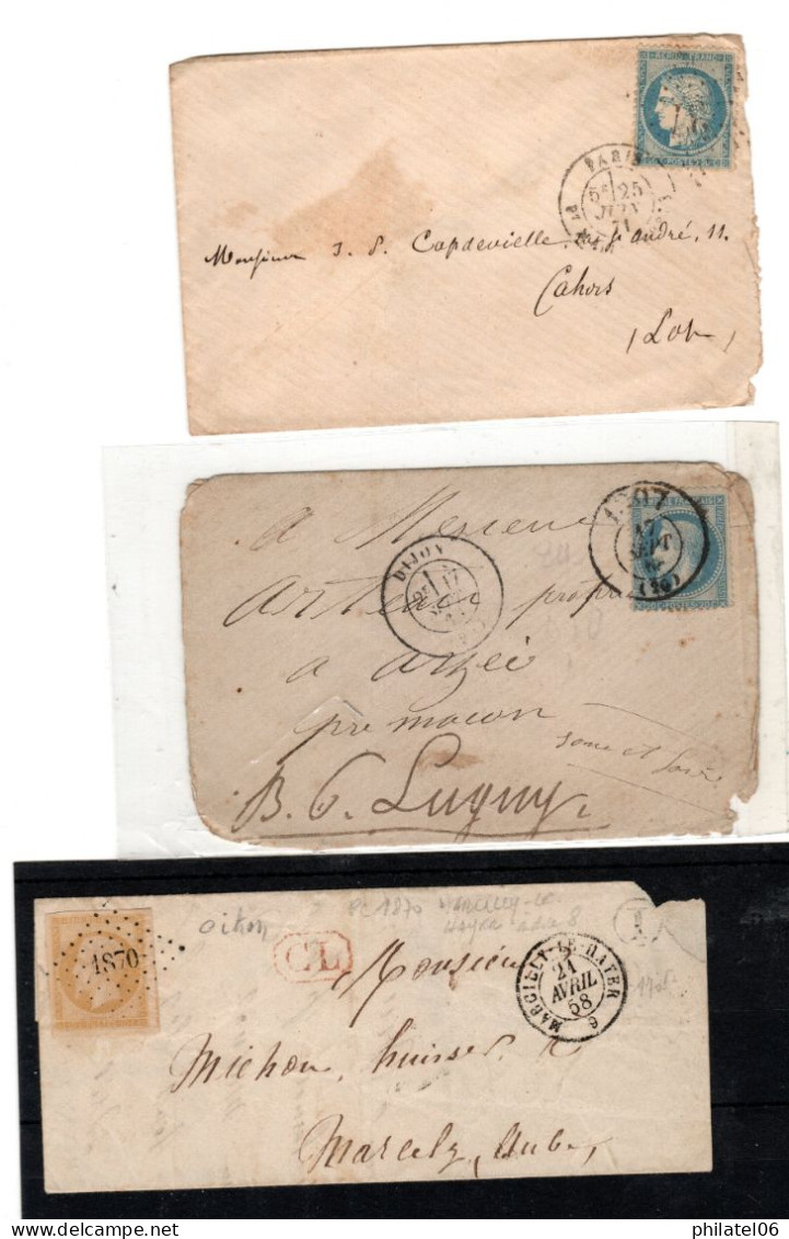 FRANCE, 5 LETTRES DIVERSES (COULEUR, OBLITERATIONS) - Other & Unclassified